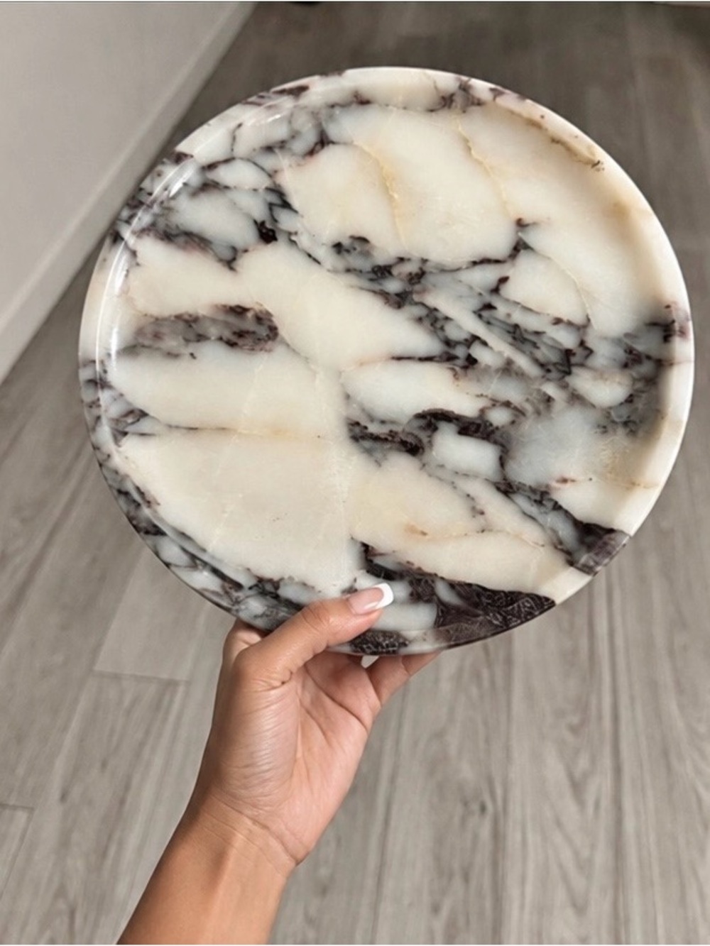 Genuine Calacatta Marble Catchall Tray Marble Round Serving Tray/ Natural Stone